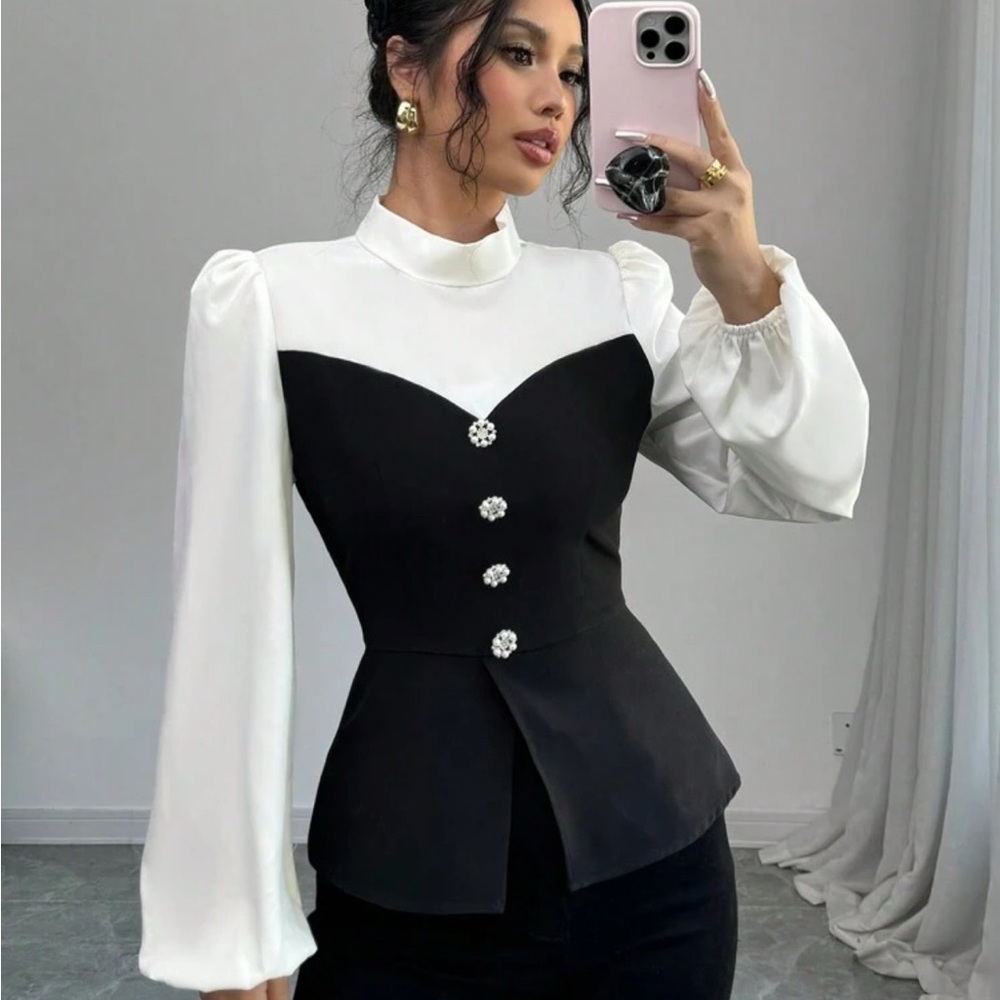 Elegant Black and White Women's Top